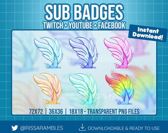 Premade Twitch Sub Badges Cute Mermaid Tails Bit Badges Etsy Uk