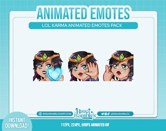 LoL Karma Animated Emotes Pack | League of Legends Emotes | Discord Emojis | Custom Twitch Emotes