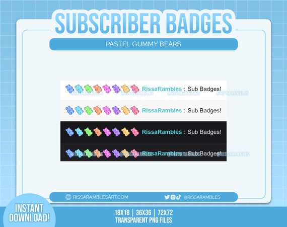 Gummy Bear Sub Badges | Premade Twitch Sub Badges | Twitch Bit Badges |  Discord Roles | Channel Points Icons