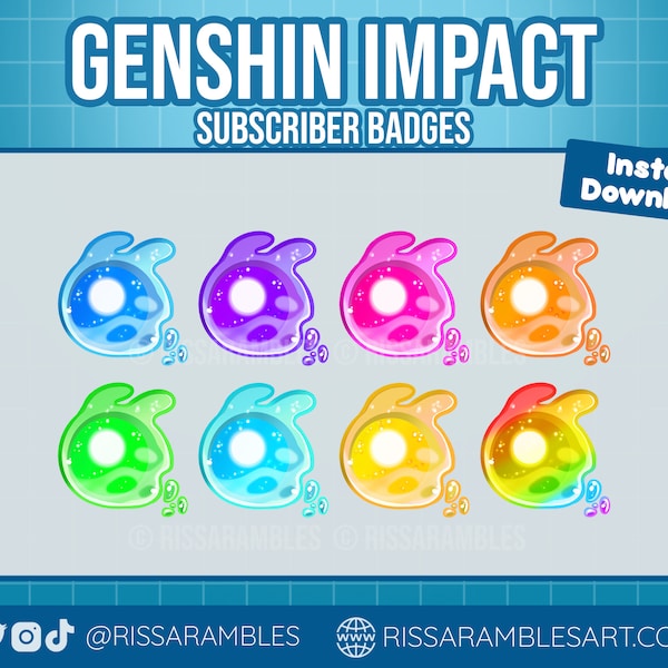 Genshin Impact Seelie Sub Badges for Twitch and Youtube | Genshin Impact Emotes | Cheer Badges, Bit Badges | Twitch Sub Badges