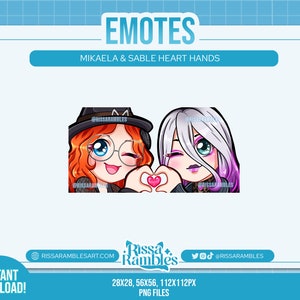 Mikaela & Sable Heart Hands Emotes for Twitch/Discord (Digital Download)