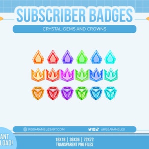 Crystal Gemstones Crown Twitch Sub Badges | Twitch Bit Badges | Twitch Badges | Twitch Emotes | Channel Points | Discord Roles | Kick Emotes