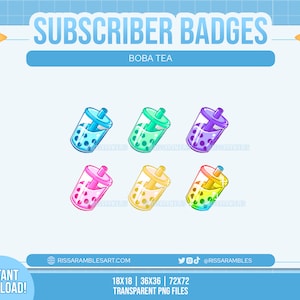 Boba Twitch Sub Badges | Bit Badges | Twitch Channel Points | Cute Twitch Badges | Discord Roles | Stream Badges | Twitch, YouTube, Discord