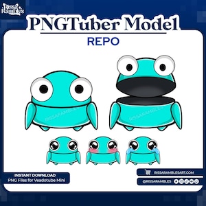 REPO PNGtuber Model Chibi (Teal) | REPO Game | PNGTuber Premade | VTuber Assets | R.E.P.O