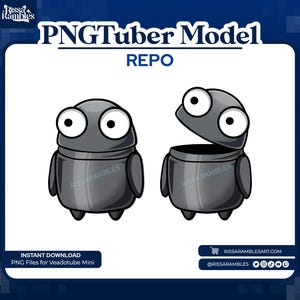 REPO Black PNGTuber Model: Premade VTuber Asset (Digital Download)