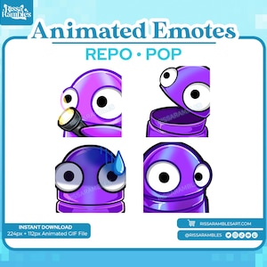 REPO Emotes Pack Twitch, Discord (Purple) Animated | Side Eye Animated Emote | Discord Stickers | Repo Game | Twitch Emotes Animated