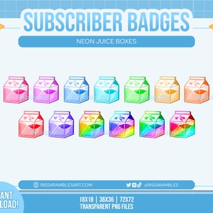 Juice Box Sub Badges | Premade Twitch Sub Badges | Twitch Bit Badges | Twitch Badges | Twitch Emotes | Channel Points