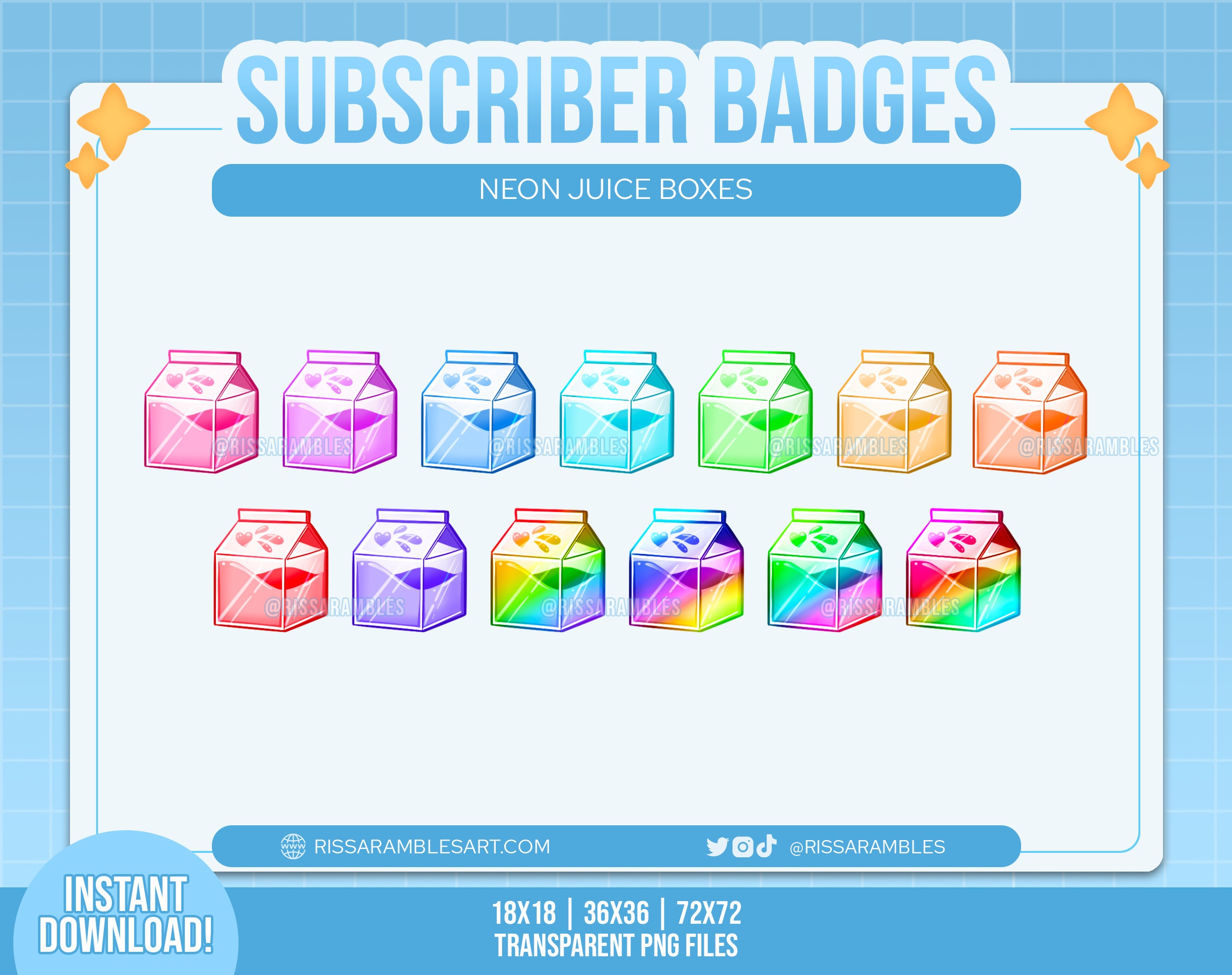 Juice Box Sub Badges Premade Twitch Sub Badges Twitch Bit Badges Twitch