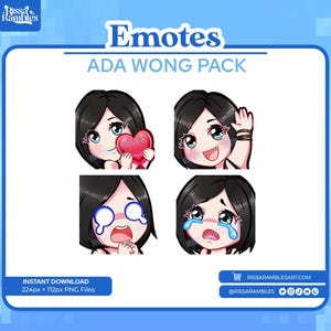 Ada Wong Twitch Emotes Pack | Dead by Daylight Emotes | Discord Emojis | Custom Twitch Emotes | RE Ada