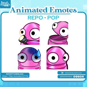 REPO Emotes Pack Animated for Twitch, Discord (Pink) | Side Eye Animated Emote | Discord Stickers | Repo Game | Twitch Emotes Animated