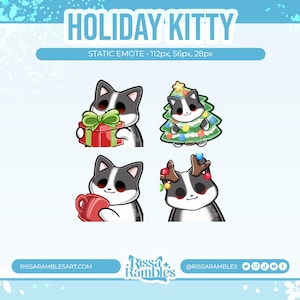 Tuxedo Cat Christmas Animated Emotes for Twitch (Digital Download)