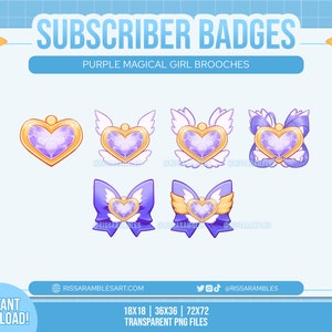Magical Girl Sub Badges (Purple) | Twitch Sub Badges | Bit Badges | Bows Badges | Discord Role Icons