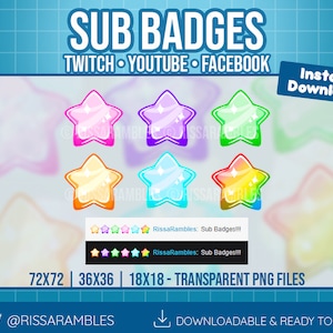 Star Twitch Sub Badges | Bit Badges | Channel Points | Discord Role | Twitch Badges Cute