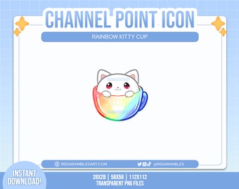 Rainbow Cat Cafe Channel Points for Twitch | Twitch Channel Point Icon | Twitch Emotes | Stream Emotes | Channel Points Redeem