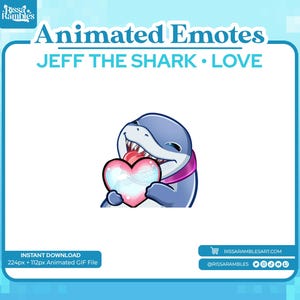 Jeff the Shark Emotes Animated (Love) | Twitch Emotes | Animated Emotes Twitch | Shark Emotes | Animated Love Emote | Discord Emotes