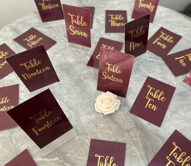 Wedding Table Numbers Card Laminated Vinyl Lettering / Table Decor ...