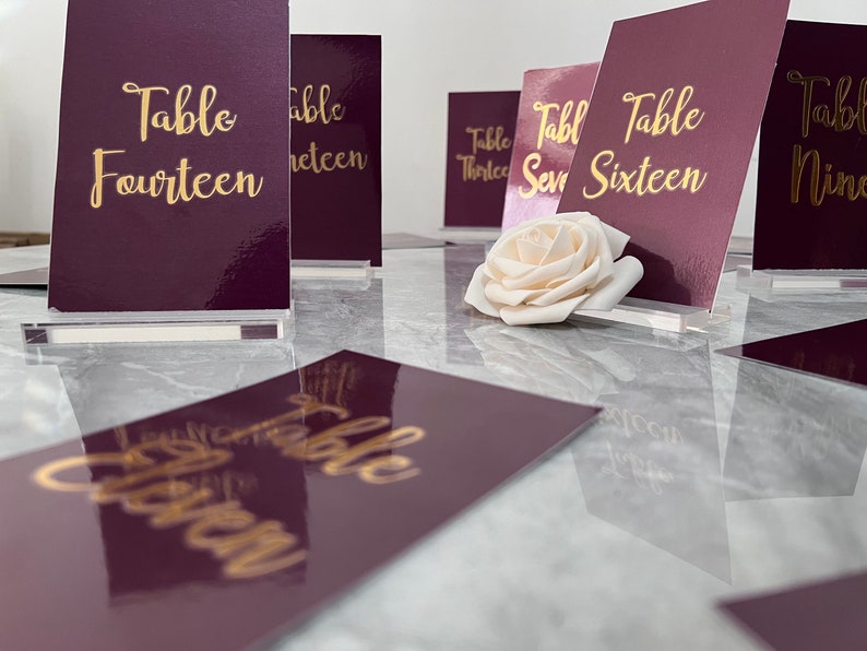 Wedding Table Numbers Card Laminated Vinyl Lettering / Table Decor ...