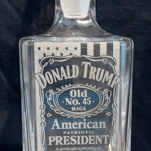 Donald Trump Old 45&47 whiskey decanter set with 2 glasses.
