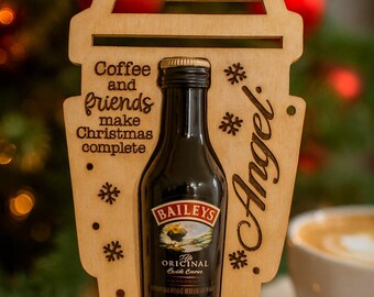 Coffee themed Christmas ornament Bailey’s bottle holder.  (BOTTLE NOT INCLUDED).