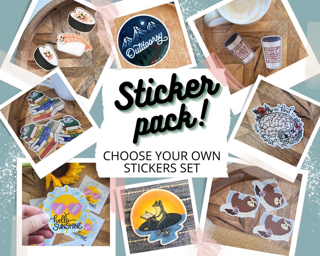 Your Choice Sticker You Choose Sticker Pack, Sticker Set, Books and Tea, Reading Stickers ...