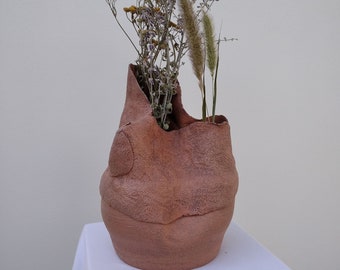 Jarrón de cerámica hecho a mano - pieza única - elaborado artesanalmente en Francia - decoración de interiores