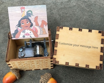 Personalized Moana How Far l'll Go Wooden Music Box