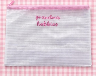 Grandma Hobbies Work In Progress (WIP) Craft Bag-Pink