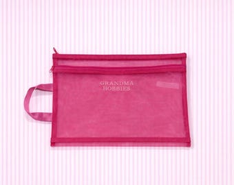 Grandma Hobbies Work In Progress (WIP) Craft Bag- Hot Pink