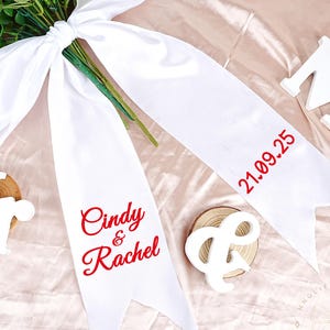 Bouquet Ribbon with Name, Personalized Prom Bouquet Ribbon, Graduation Bouquet Charms, Custom Homecoming Sash, Wedding Bridal Bouquet Ribbon