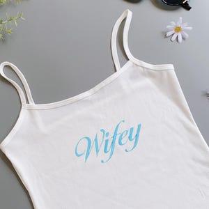 Spaghetti Strap Tank Top, Personalized Bridal Tank Top, Embroidered Women Crop Top, Custom Bachelorette Party Tank Top, Custom Bridal Gifts