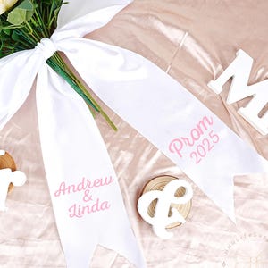Personalized Bouquet Ribbon, Prom Bouquet Ribbon, Wedding Bridal Bouquet Ribbon, Graduation Bouquet Charms, Bouquet Wrap, Homecoming Sash