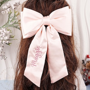 Embroidered Hair Bows, Personalized Girls Hair Accessories, Custom Your Name Hair Bows, Bridal Hair Bows, Hair Clips for Women, Gift for Her