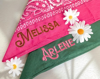 Embroidered Bandana for Bachelorette, Vintage Paisley Handkerchief, Custom Scarf for Bridesmaid,Personalized Cowgirl Bandana,Bridesmaid Gift
