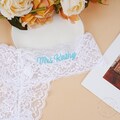 Mrs Bride Lace Thong, Personalized Wedding Thong, Embroidered Bride Lace Underwear, Women Lace Underwear, Bridal Shower Gift, Gift for Bride product logo