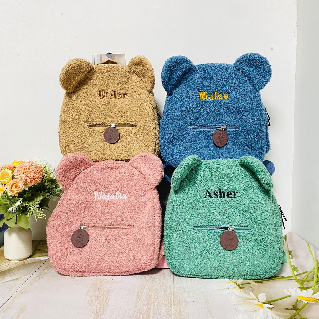 Custom Teddy Bear Bag, Embroidered Name Backpack, Personalized Name