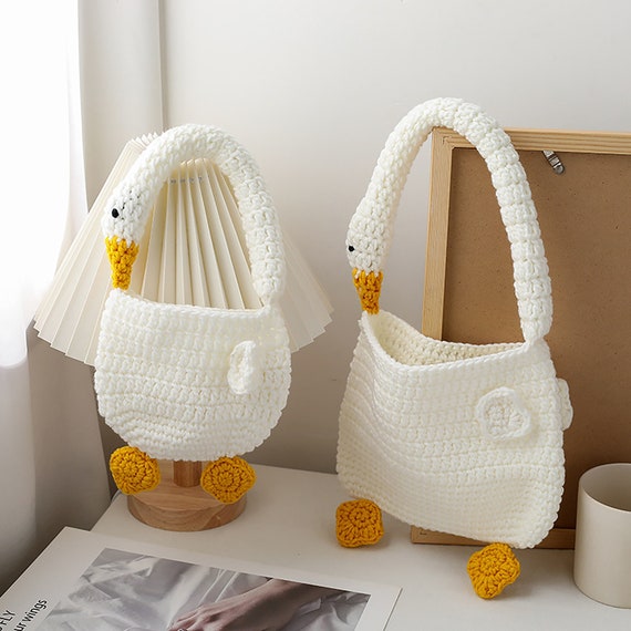 Personalized Goose Crochet Mini Totes Chic Woolen Knitted Etsy