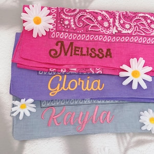 12PCS/Set Personalized Bandana, Embroidered Bandana for Bridesmaid, Cowgirl Scarf, Wholesale Bachelorette Party Bandana, Custom Handkerchief