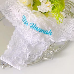 Mrs Bride Lace Underwear, See Through Lace Thong, Personalized Sex Thong, Custom Wedding Thong, Embroidered Women Lace Underwear,Bridal Gift