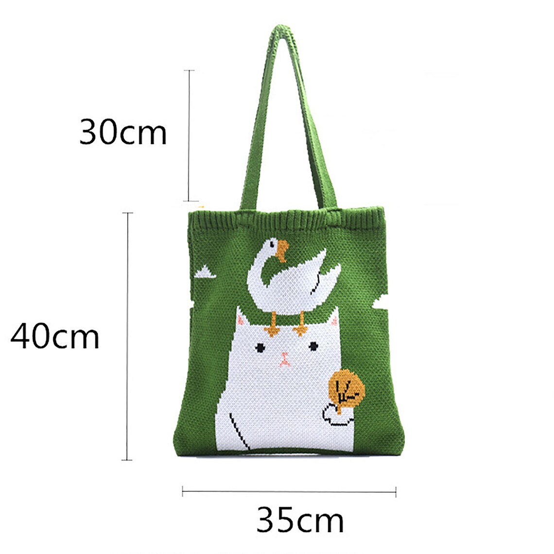 Green Cat Shoulder Bag Crochet Knitted Cat and Duck Bag Etsy