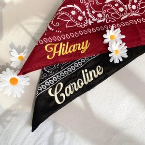 Retro Paisley Bandana, Custom Cowgirl Bandana, Embroidered Bandana for Bridesmaid, Personalized Name Handkerchief, Bachelorette Party Favor