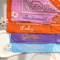 Personalized Name Bandana, Embroidered Bridesmaid Gift, Fashion Bandana with Name, Bachelorette Party Favor,Custom Handkerchief,Wedding Gift product logo