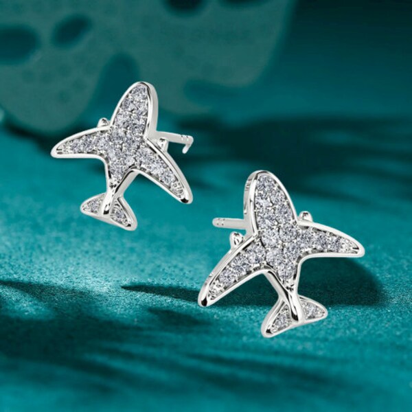 Gold Plated Airplane Stud Earrings Wedding Gift 10pcs-S114