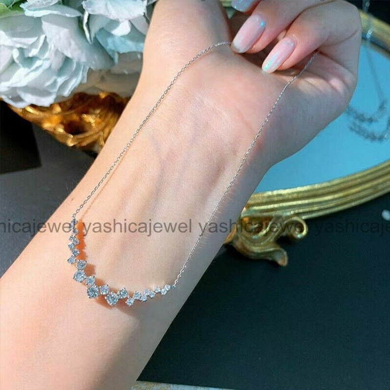 Women's Diamond Necklace, Diamond Bar Necklace, 3.2 Diamond Necklace