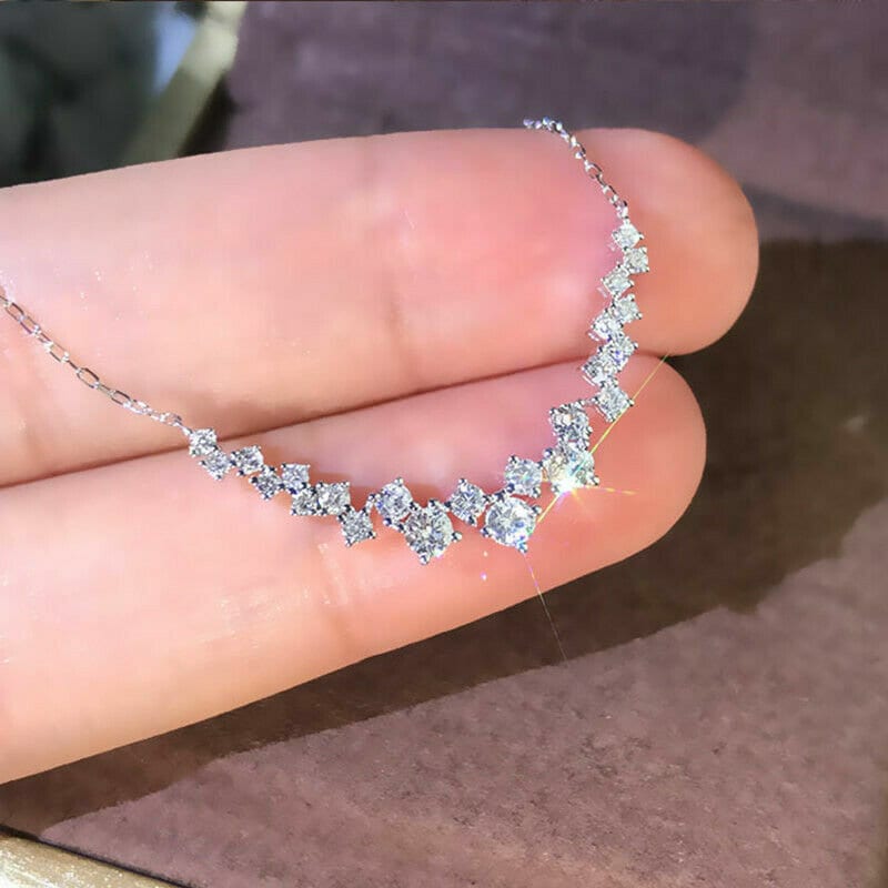 Women's Diamond Necklace Diamond Bar Necklace 3.2 Etsy