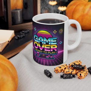 Retro Gamer Ceramic Mug - 11oz, 15oz, Video Game Gift, 80s Nostalgia, Gamer Cup, Colorful Coffee Mug