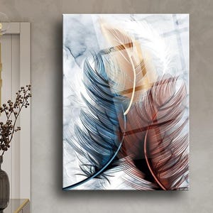 Feather Tempered Glass Wall Art Feather Glass Printing Feather Wall Decor