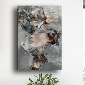 Abstract woman wall art Female portrait glass art Modern woman wall art Woman face glass print Abstract female figure art