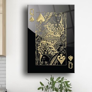 Op speelkaart geïnspireerde kunst Schoppenvrouw artwork Royal kaart karakter kunst Tribal joker ontwerp Mythische kaart figuur Speelkaart decor
