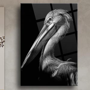 Stork Glass Wall Art Elegant Bird Print Minimalist Tempered Glass Home Decor Stork wall art Stork wall decor