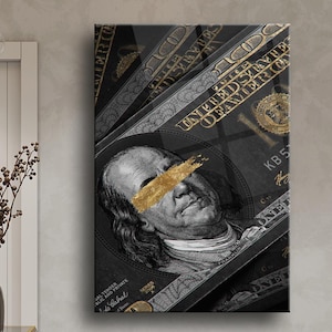 Wealth Wall Art  Dollar Wall Art Dollar Glass Art Dollar Bill Art Money Wall Art Cash Art Print Benjamin Franklin Art US Currency Art